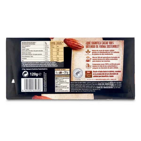 Chocolate negro con sabor naranja Nestlé Dark 120 g 2