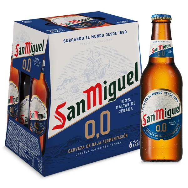 Cerveza 0,0% alcohol San Miguel botella 6 x 25 cl