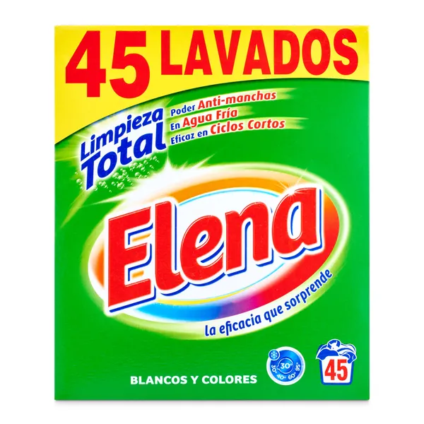 Detergente máquina polvo limpieza total Elena caja 45 lavados 2