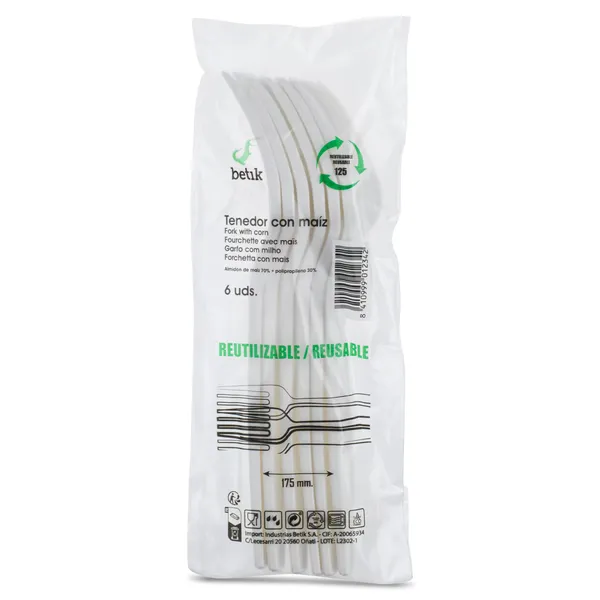 Tenedor reutilizable de maíz Betik 6 unidades 2