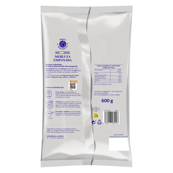 Filetes de merluza empanada Dia Mari Marinera bolsa 600 g 2