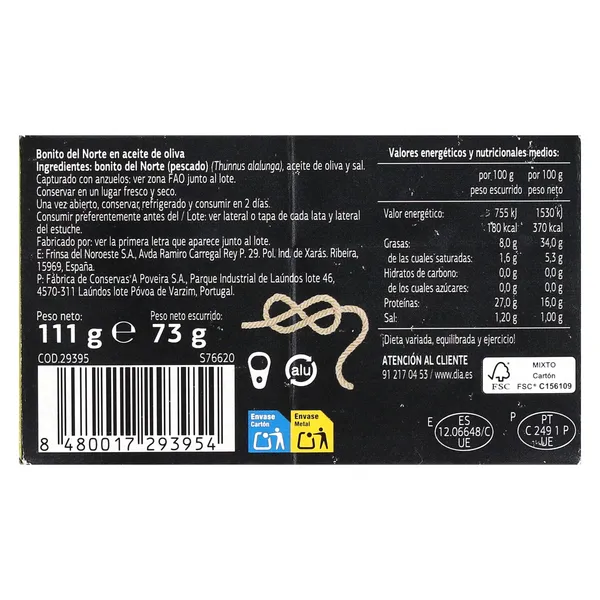 Bonito del norte en aceite de oliva Dia Mari Marinera 73 g 4