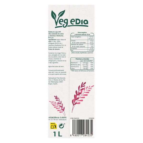 Bebida de soja 0% azúcares Dia Vegedia 1 L 3