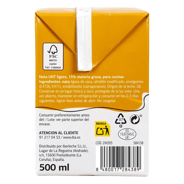 Nata para cocinar textura espesa Dia Láctea 500 ml 5