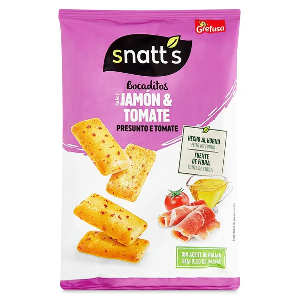 bocaditos sabor jamón y tomate Snatt's bolsa 110 g