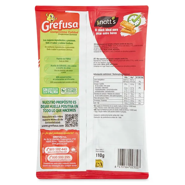Bocaditos de tomate y orégano Snatt's bolsa 110 g 2
