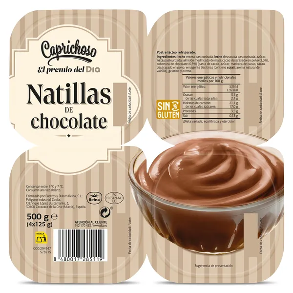 Natillas de chocolate Caprichoso Dia pack 4 x 125 g 2
