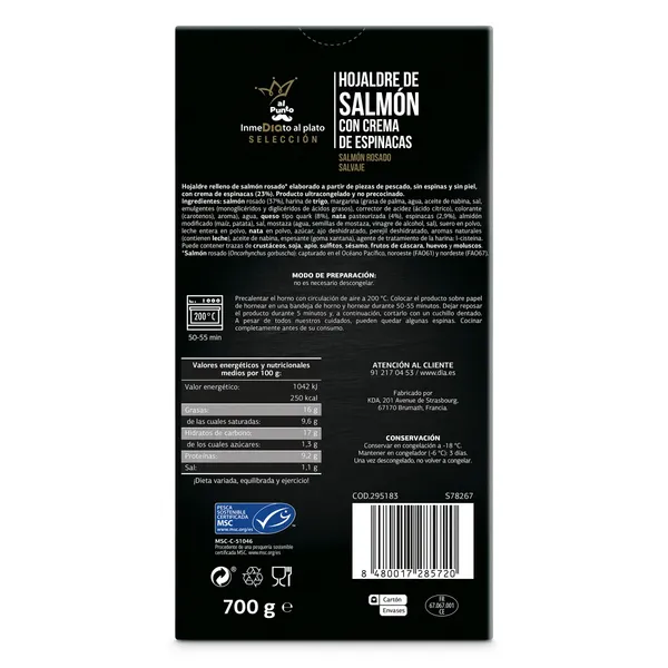 Hojaldre de salmón con crema de espinacas MSC Al Punto Dia caja 700 g 3