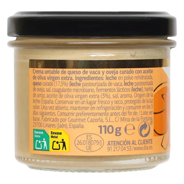 Crema de queso curado con aceite de oliva virgen extra Nuestra Alacena de Dia frasco 110 g 2