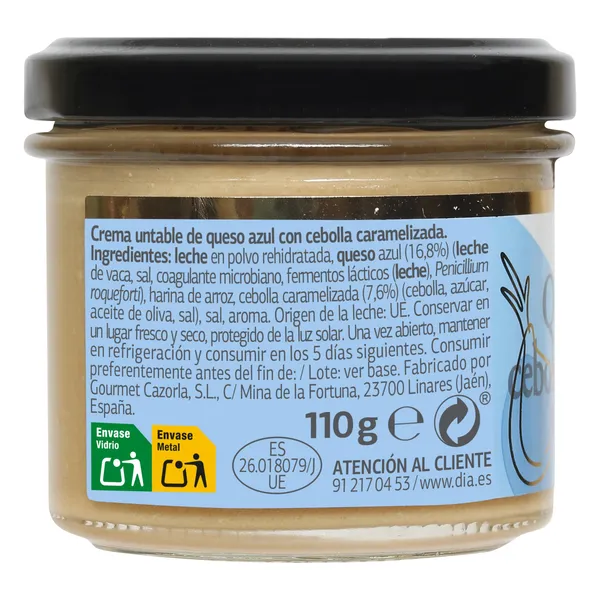 Crema de queso azul con cebolla caramelizada  Dia Nuestra Alacena frasco 110 g 2