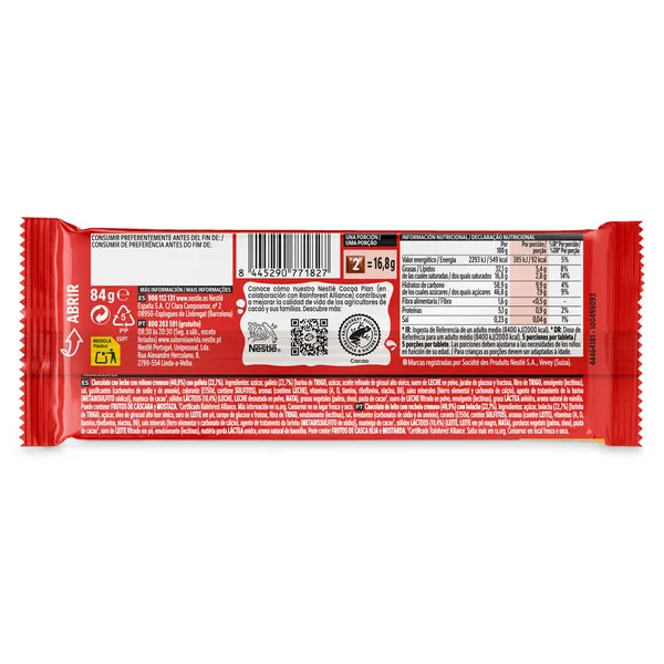 Chocolate con leche relleno de galleta Tosta Rica Nestlé 84 g 2