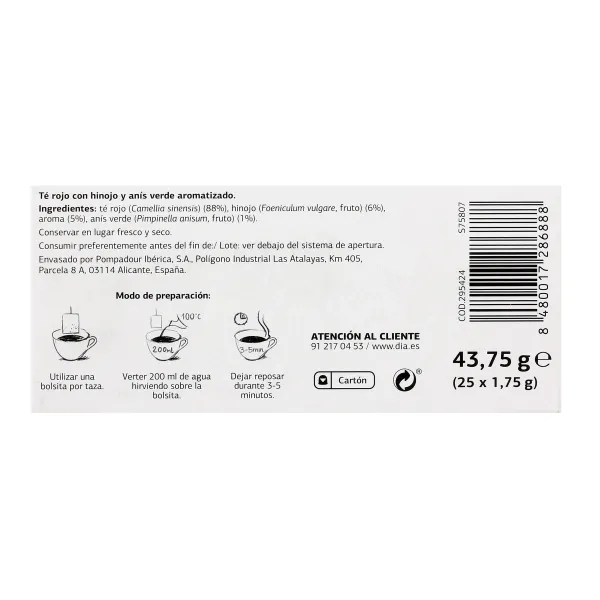 Té rojo aromatizado  Tetería de Dia caja 25 unidades 3