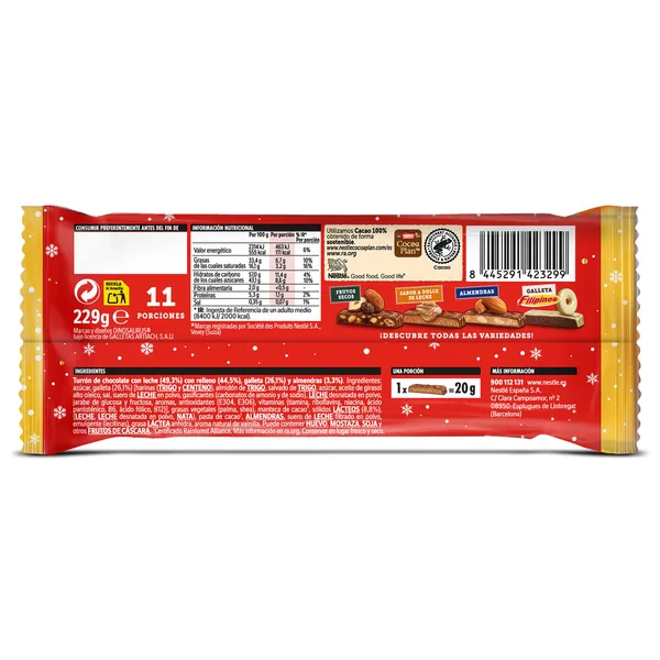 Turrón de chocolate con leche y galleta Dinosaurus Nestlé Extrafino bolsa 230 g 2