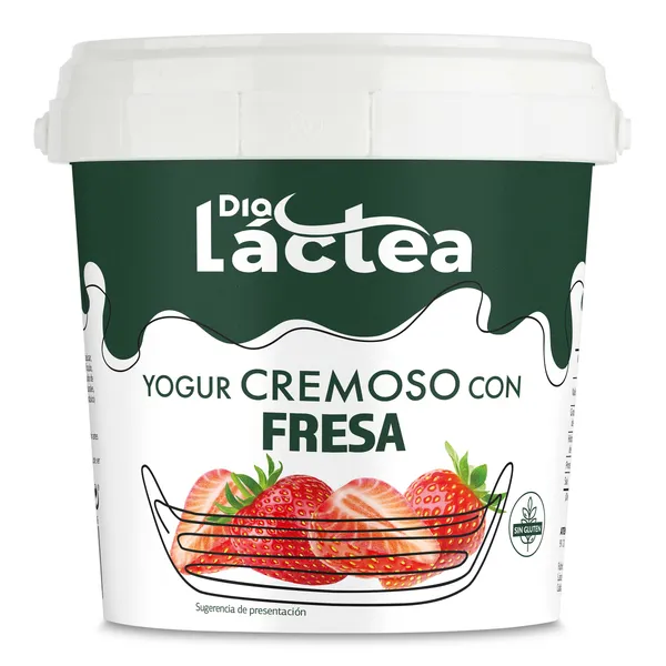 Yogur cremoso con fresa Dia Láctea tarrina 1 Kg 2