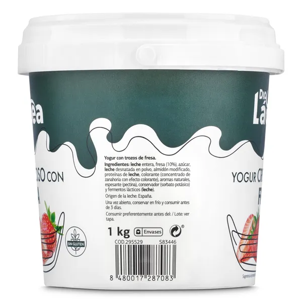 Yogur cremoso con fresa Dia Láctea tarrina 1 Kg 4