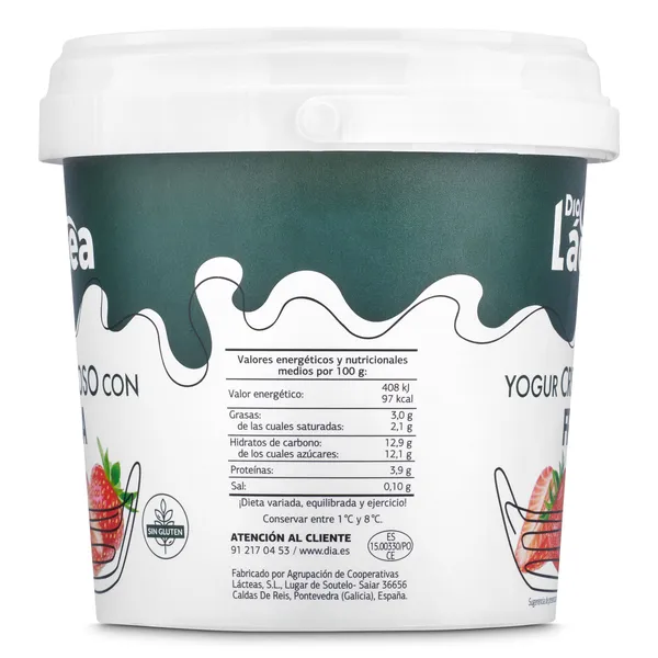 Yogur cremoso con fresa Dia Láctea tarrina 1 Kg 5