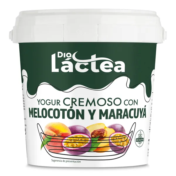 Yogur cremoso con melocotón y maracuyá Dia Láctea tarrina 1 Kg 2