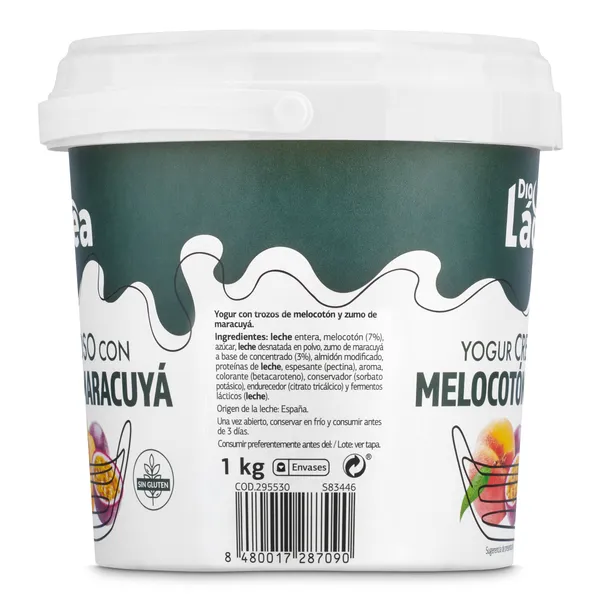 Yogur cremoso con melocotón y maracuyá Dia Láctea tarrina 1 Kg 3
