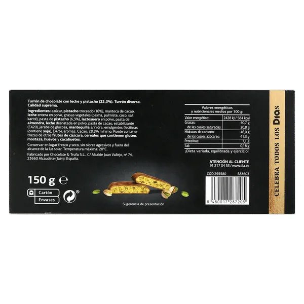 Turrón de pistacho Dulce Noel Dia caja 150 g 3