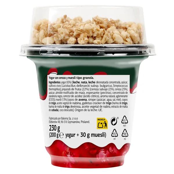 Yogur cremoso con cereza y granola Dia Láctea 230 g 4