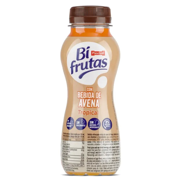 Bebida de frutas tropical con bebida de avena Pascual Bifrutas botella 240 ml 2
