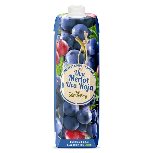 Zumo de uva Merlot y uva roja Dia Saborfera 1 L 2
