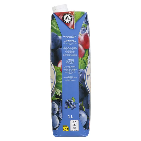 Zumo de uva Merlot y uva roja Dia Saborfera 1 L 5