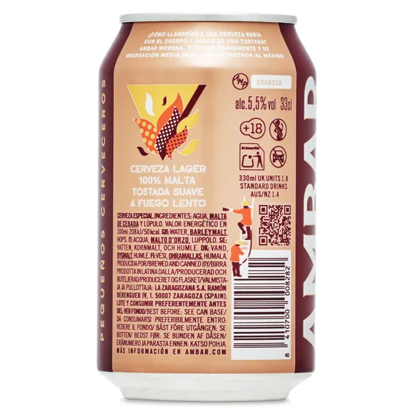 Cerveza morena tostada suavemente Ambar lata 33 cl 2