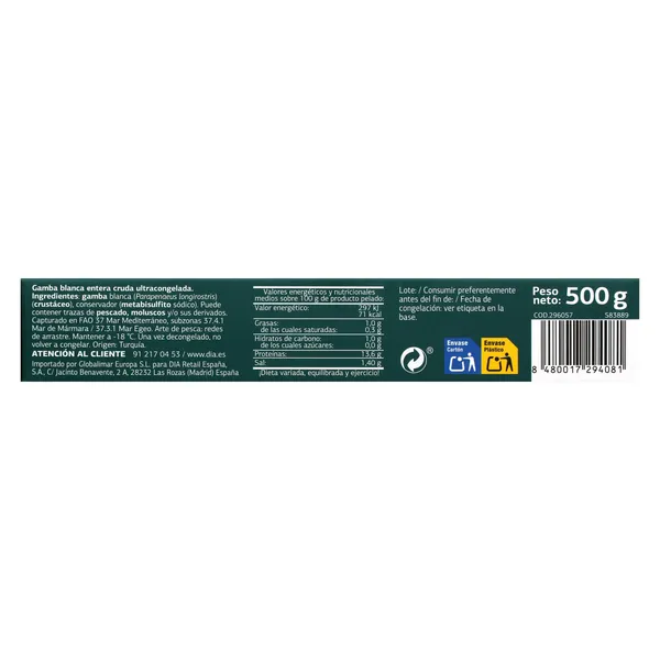 Gamba blanca cruda 50/70 piezas Dia Mari Marinera 500 g 4