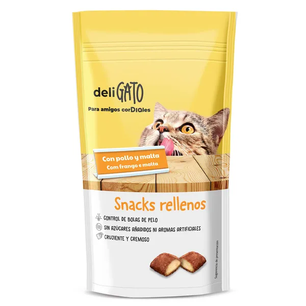 Snack para gatos rellenos con pollo y malta Dia Deligato 60 g 2