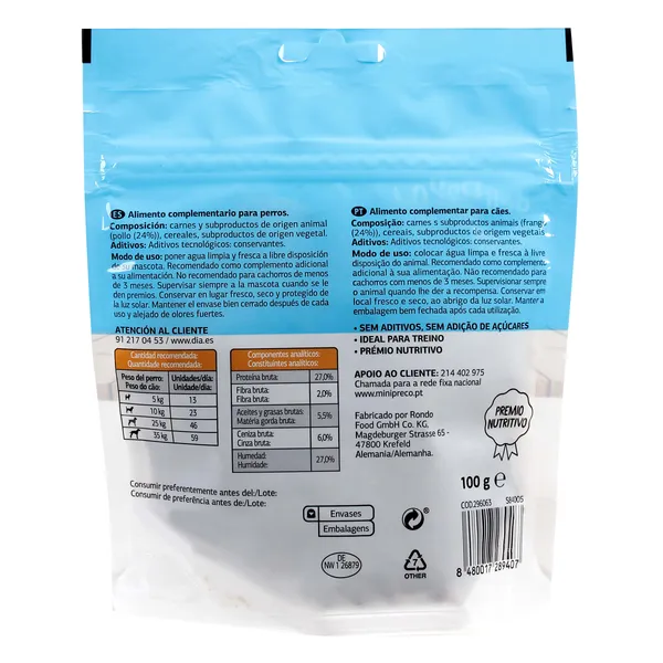 Snack para perros huesitos con pollo Deliperro de Dia bolsa 100 g 3