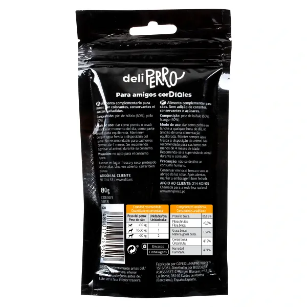 Snack para perros sticks de cuero con pollo Deliperro de Dia bolsa 80 g 3