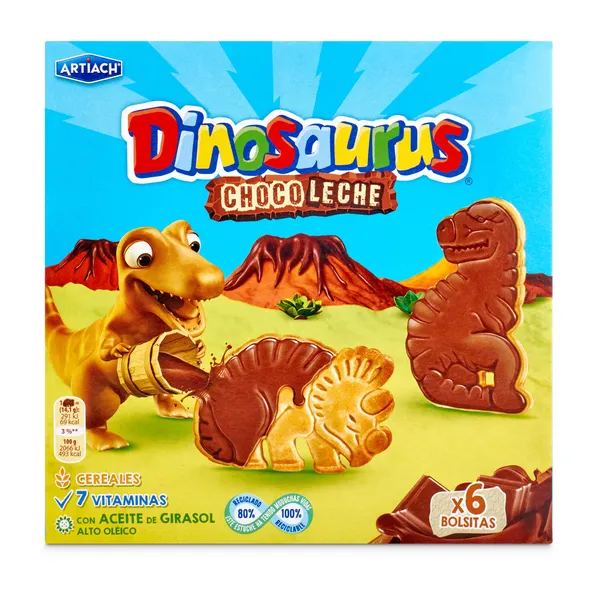 Galletas choco leche Artiach Dinosaurus caja 255 g 2