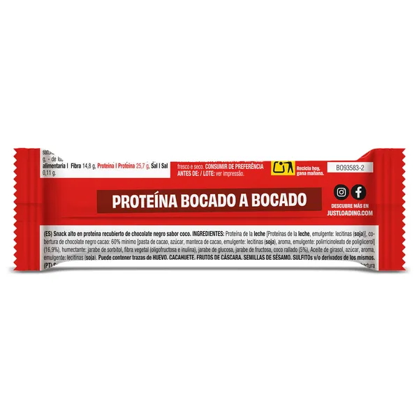Barrita de proteínas de coco y chocolate Just loading bolsa 27 g 2