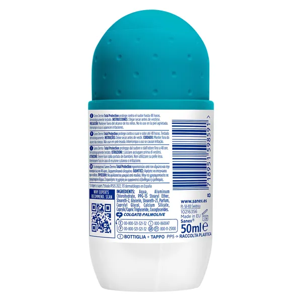 Desodorante roll-on protección total Sanex Dermo bote 50 ml 2