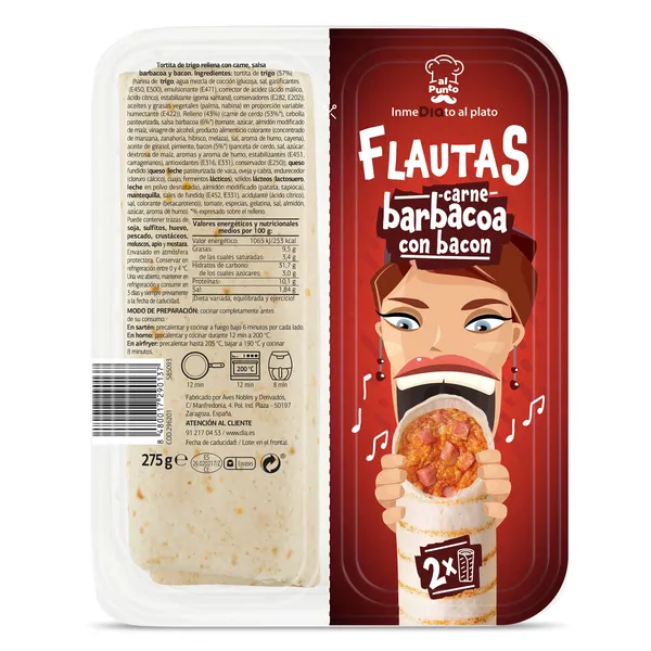 Flautas de carne barbacoa con bacon Al Punto Dia 275 g