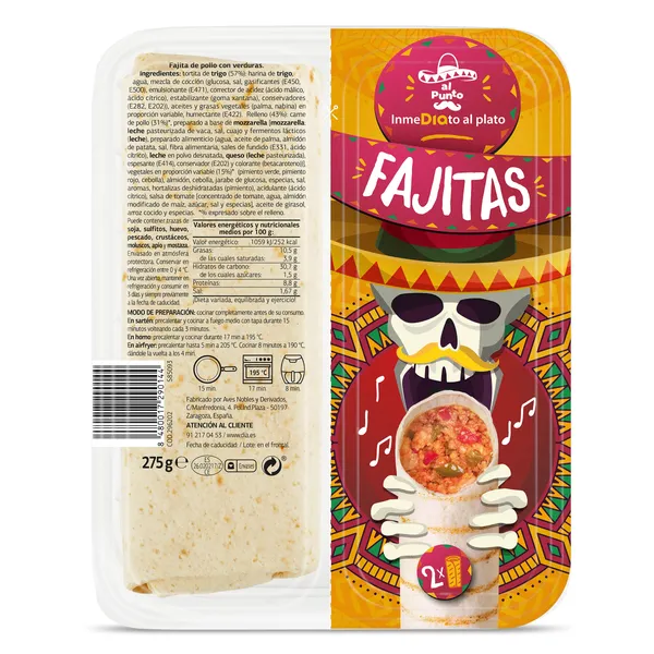Fajitas de pollo con verduras Al Punto Dia 275 g