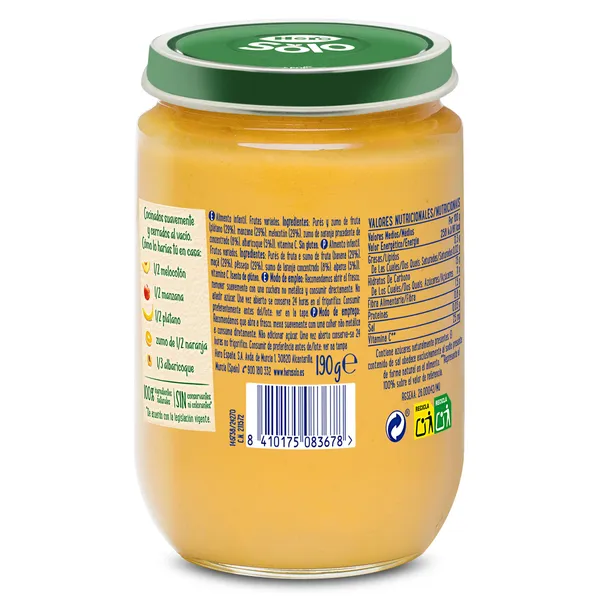 Puré de frutas variadas Hero frasco 190 g 3