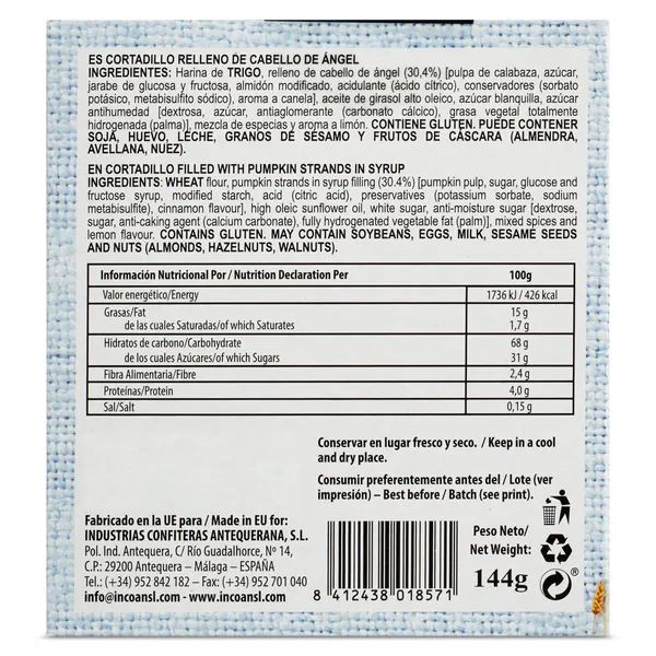 Cortadillo relleno de cabello de Ángel La flor de Antequera caja 144 g 3