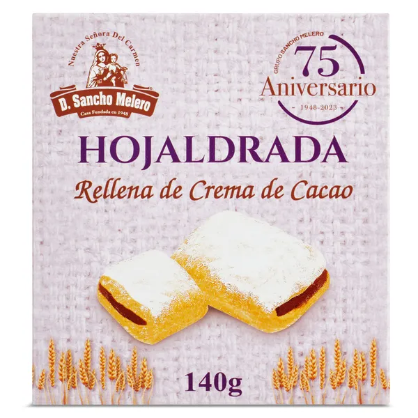 Hojaldrada rellena de crema de cacao La flor de Antequera caja 140 g 2