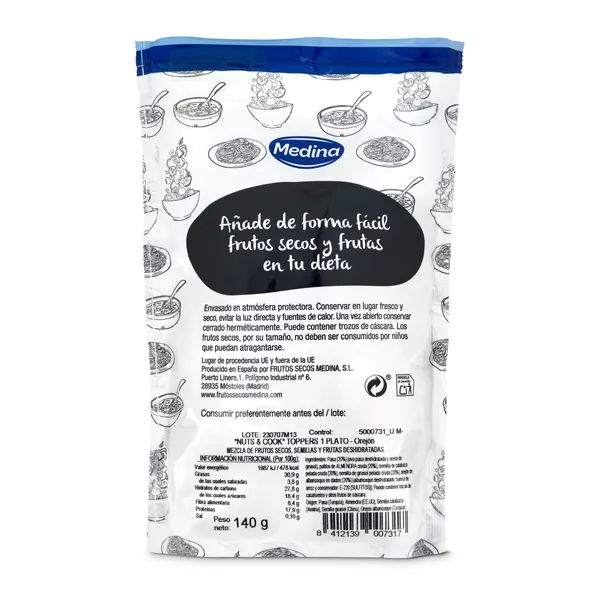 Surtido de albaricoque, almendras y pipas Medina bolsa 140 g 2