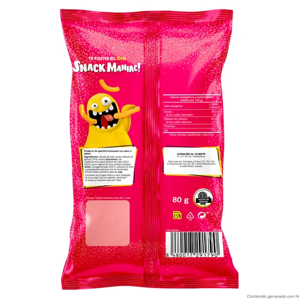 Ganchitos sabor queso Dia Snack Maniac 80 g 3