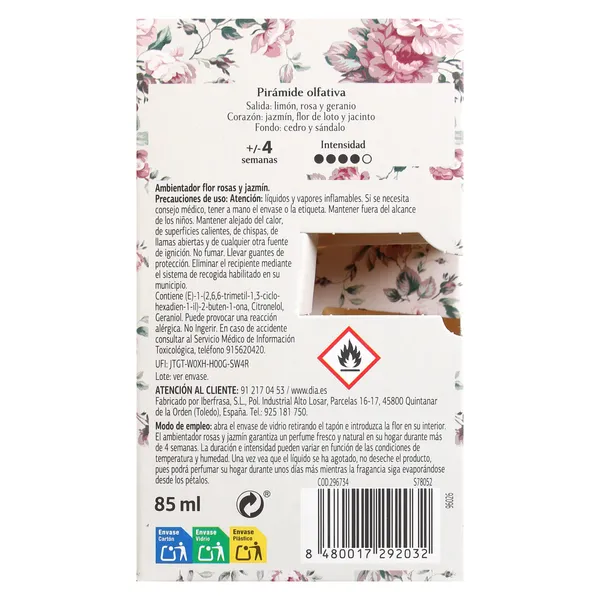 Ambientador rosas y jazmín Dia Imaqe 85 ml 4
