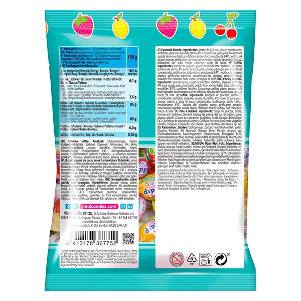 Caramelos masticables dipper ball Vidal bolsa 70 g 2