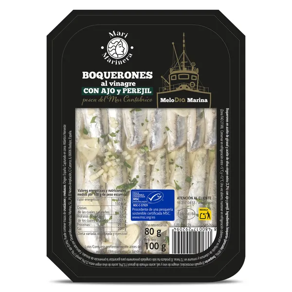 Boquerones en vinagre con ajo y perejil MSC Dia Mari Marinera 80 g 2