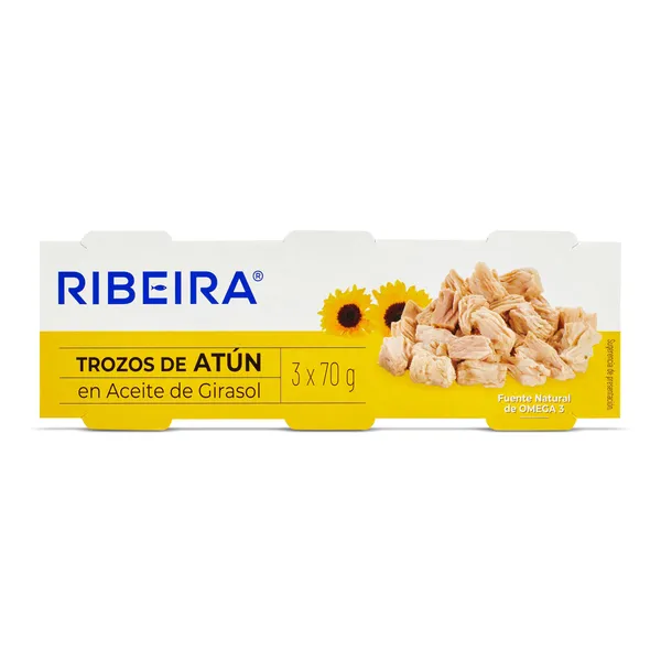 Trozos de atún en aceite de girasol Ribeira 3 x 52 g 2