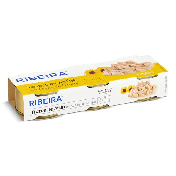 Trozos de atún en aceite de girasol Ribeira 3 x 52 g 3