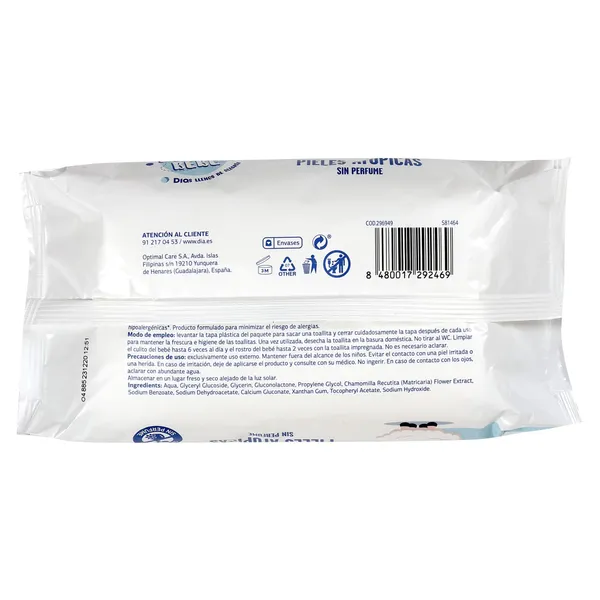 Toallitas para bebés con piel atópica Dia Planeta Bebé bolsa 64 unidades 3