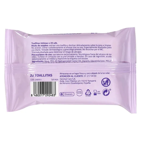 Toallitas íntimas con aloe vera Dia Imaqe 20 unidades 4