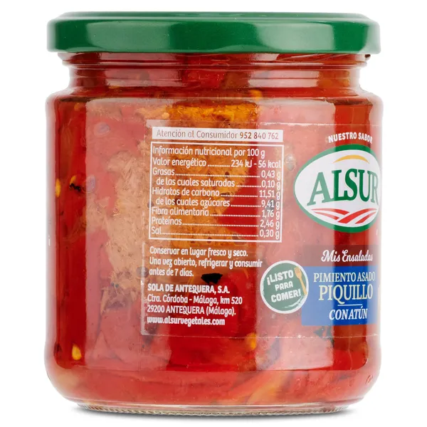 Ensalada de pimientos del piquillo asados con atún Alsur bandeja 275 g 2